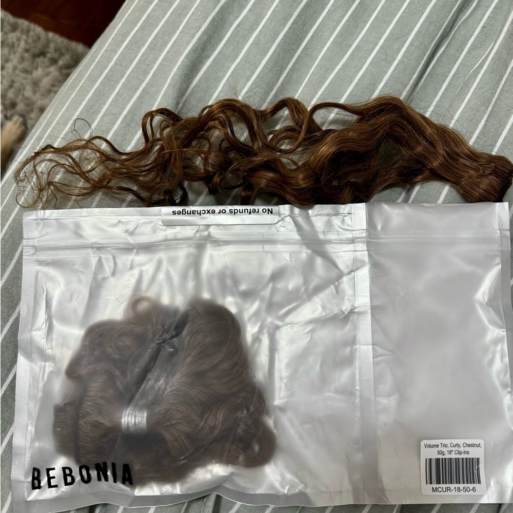 Bebonia Mini Chestnut Curly Clip-In Hair Extensions